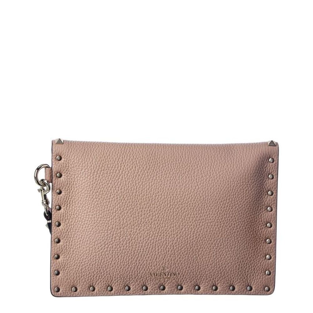 Valentino Rockstud Grainy Leather Pouch, Pink - Picture 2 of 4